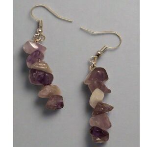 Handmade Amethyst Chip Dangle Earrings